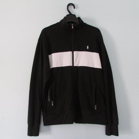 black and white polo jacket